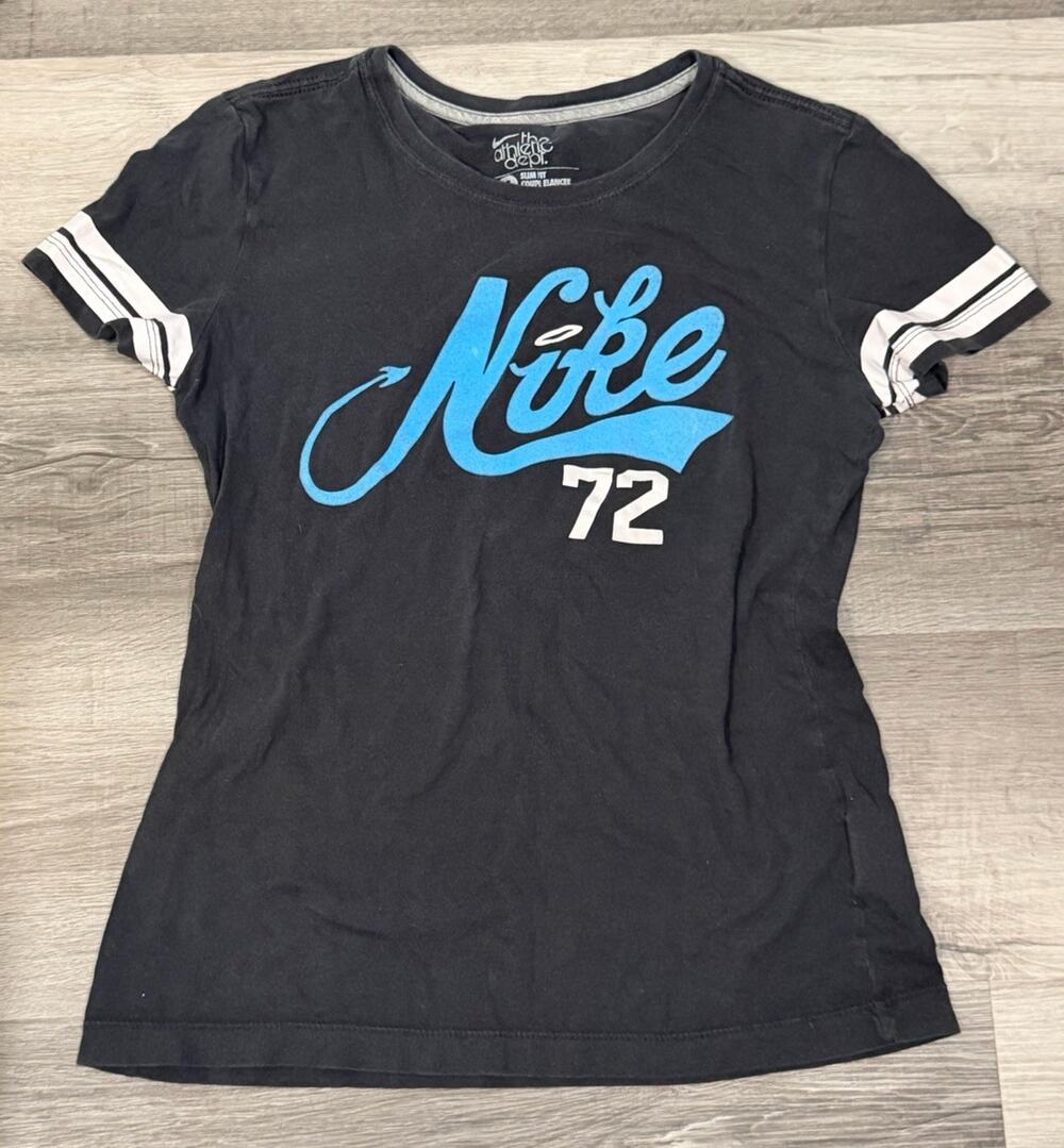 Nike Athletic Dept Women’s M Nike 72 Graphic Y2K Tee Black Blue